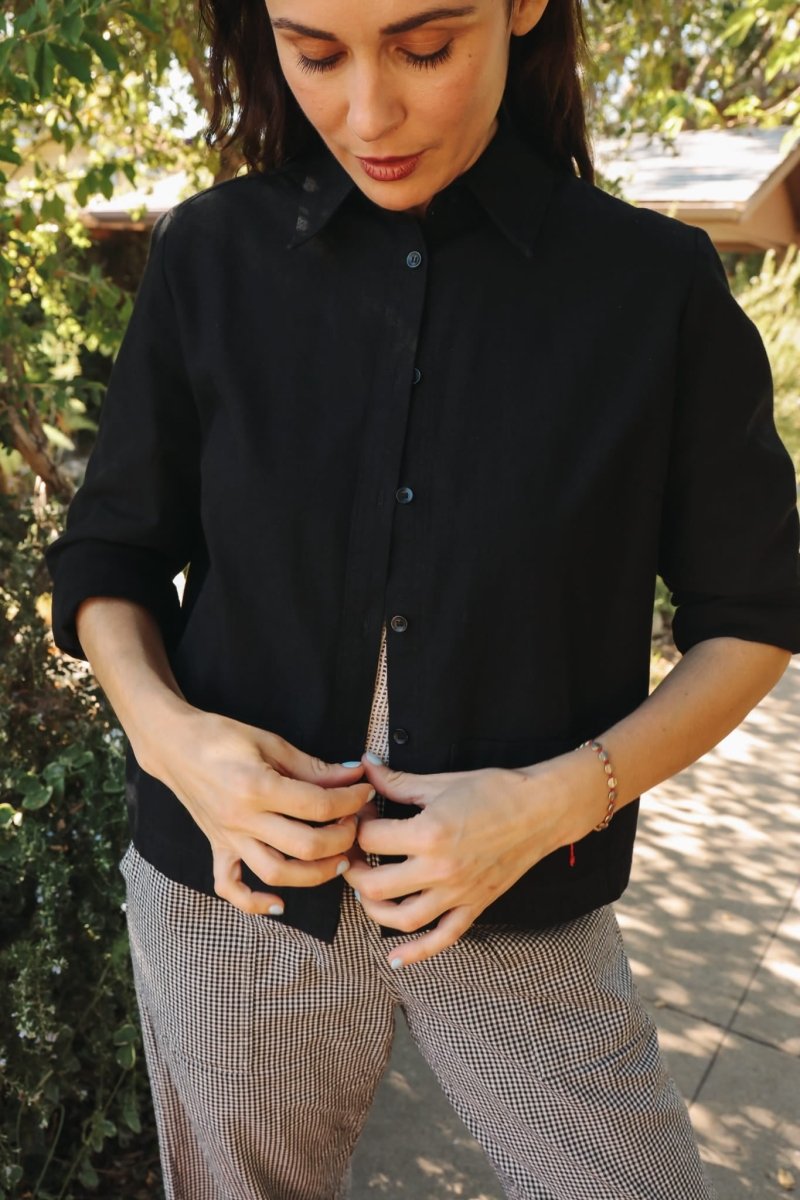 *NEW* Limited Edition Melek Cropped Denim Shirt - Black -  - OddBird Co.