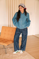 *NEW* Limited Edition Melek Cropped Denim Shirt - Light Wash - JLEMELEKCROPXS - OddBird Co.