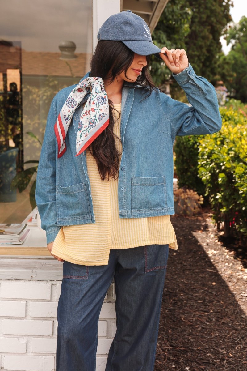 *NEW* Limited Edition Melek Cropped Denim Shirt - Light Wash - JLEMELEKCROPXS - OddBird Co.