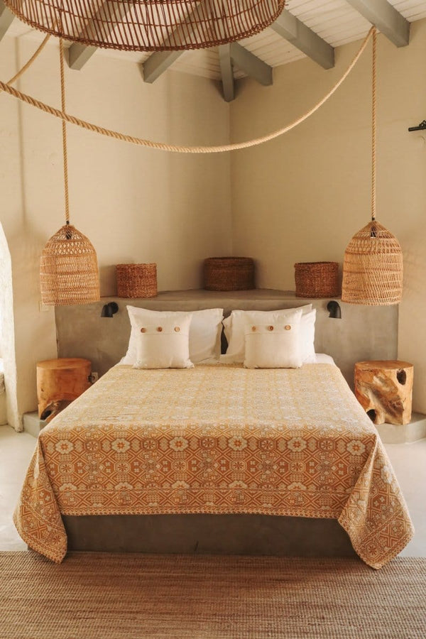 OddBird Blankets Mustard Mosaic Handwoven Blanket - King/Queen