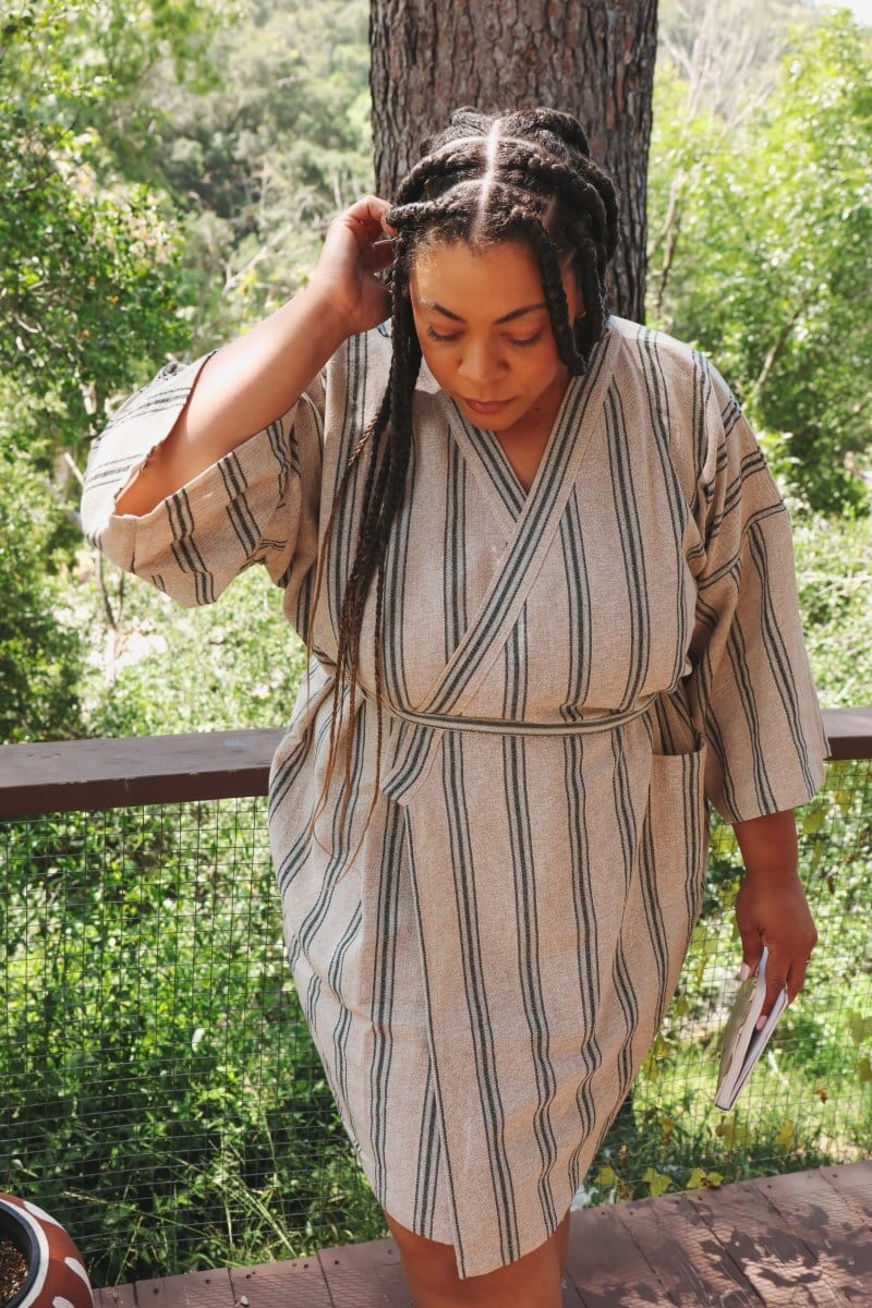 OddBird Loungewear Selin Sleep/Play Dress in Mavis Stripe