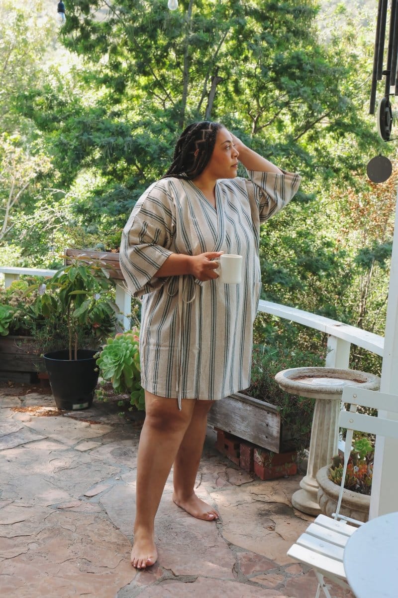 OddBird Loungewear Selin Sleep/Play Dress in Mavis Stripe