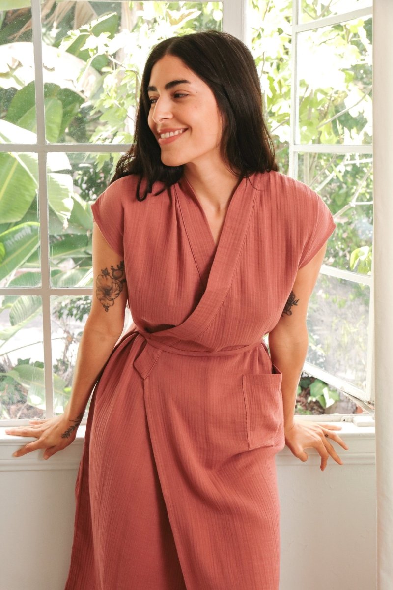 Aydin Wrap Lounge Dress | Luxury 100% Soft Cotton Gauze | Perfect For Any Size