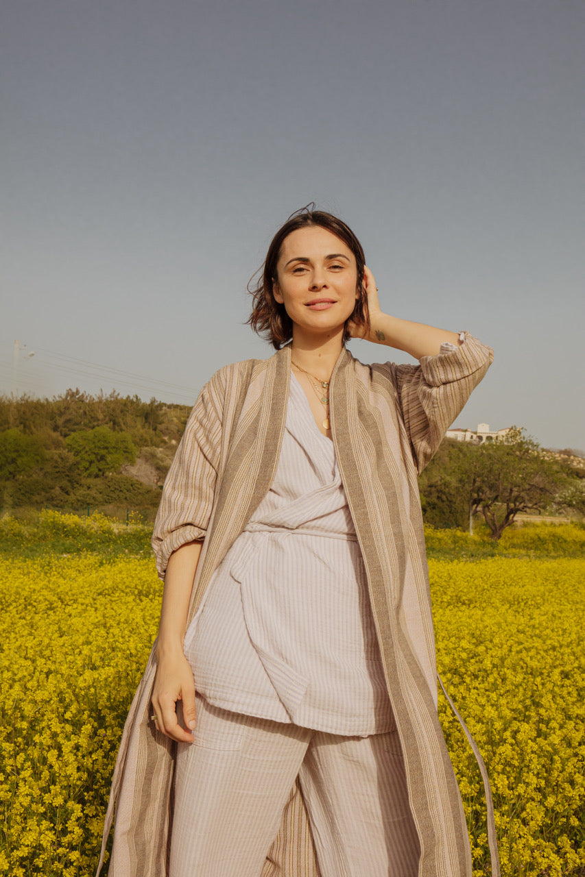 Leyla Robe | Luxury Unisex 100% Cotton Handwoven Turkish Robe in Grey and  Lilac | Sustainably Made – OddBird