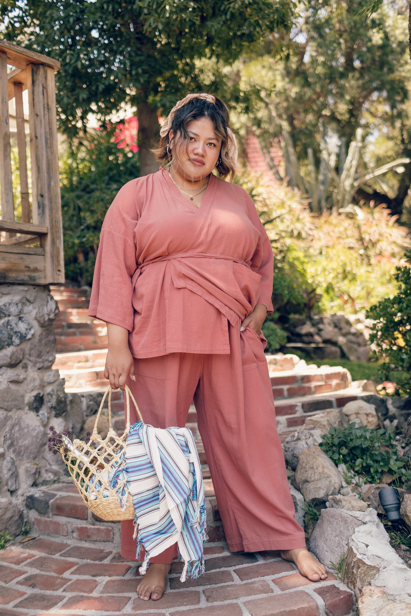 Kardeş Sile Loungewear Top and Pants in Canyon Rose | Plus Size | Luxury  100% Soft Turkish Sile Cotton | Indoor and Outdoor Wear – OddBird