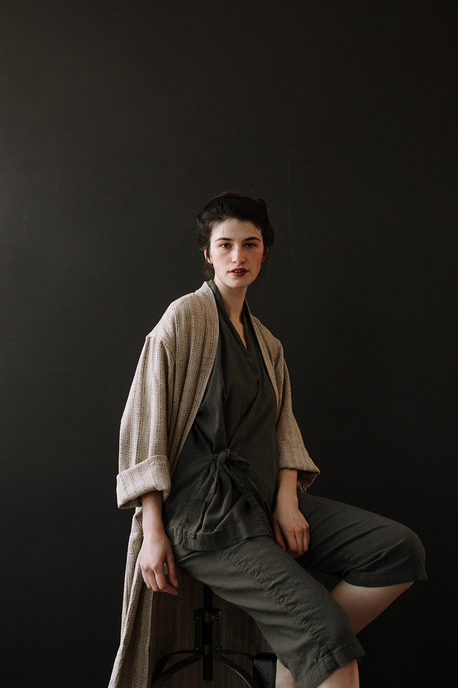 Unisex Handwoven Sustainably Robe | Turkish Robe Coffee Cotton/Linen | Creamy OddBird – Luxury in Gelin Made