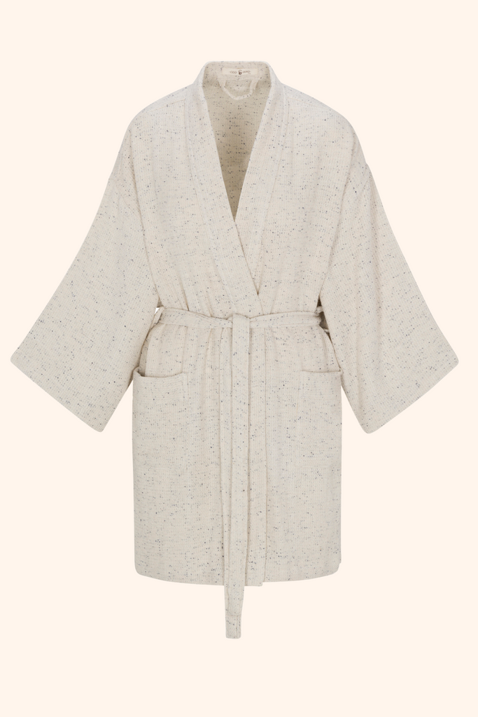 Dalga Cropped Robe | Luxury Cotton Handwoven Turkish Robe in White ...