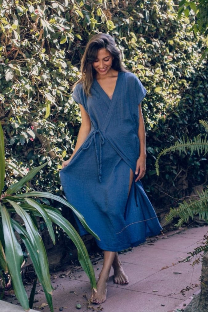 linen box dress Midi linen dress BOHOL in Green